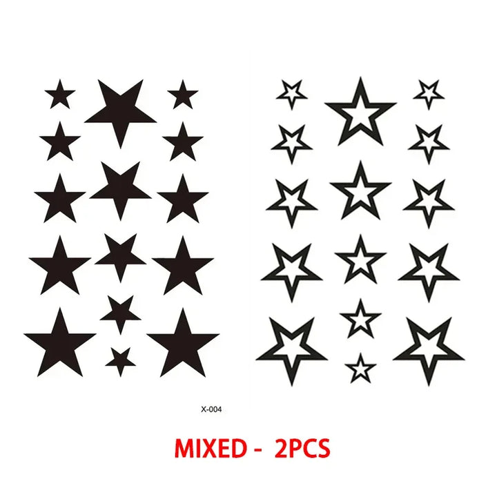 Rynx | Hollow Star Waterproof Temporary Tattoo Stickers Black Star Design Body Art Artificial Tattoo Wrist Ankle Artificial Tattoo Body Art Tools