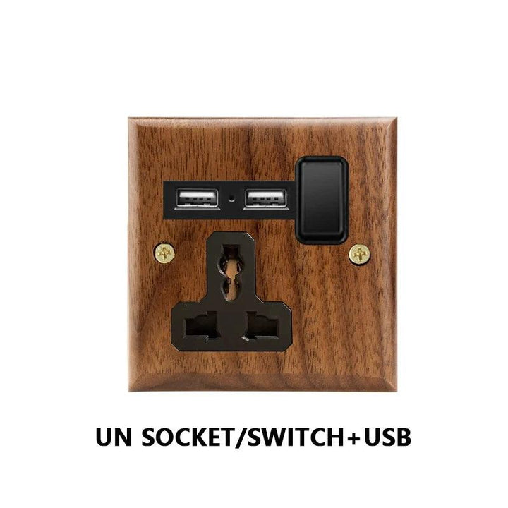 Lisslune | Stylish Black Walnut Electric Panel with USB Ports, Adjustable LED Ambient Lighting and Modern Pull Knob Features