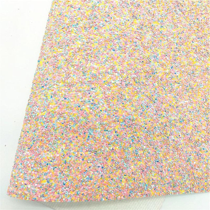 Lisslune | Sparkling Easter Synthetic Leather Craft Sheets - Assorted Glitter in Pink, Yellow and Mint
