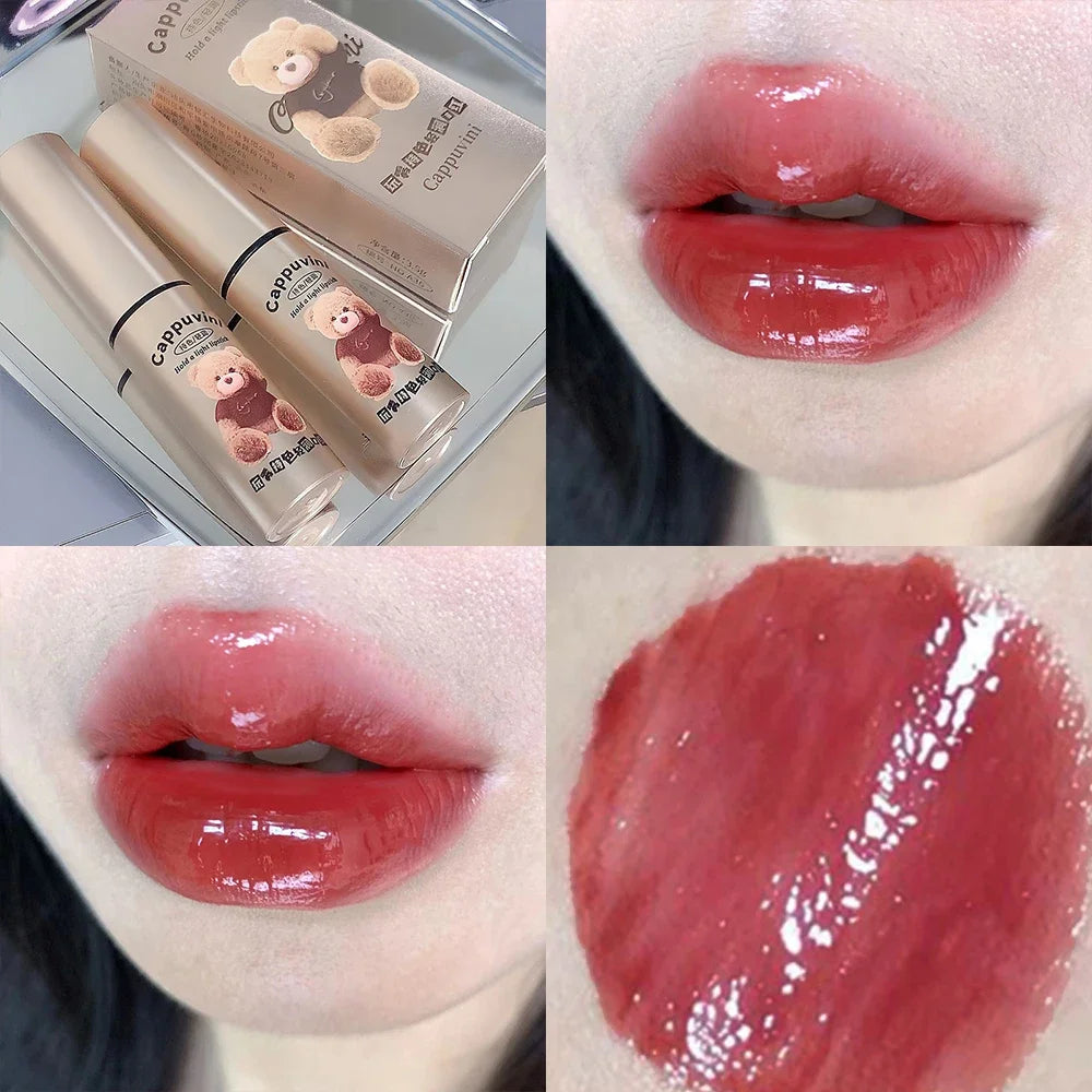 Rynx | Tinted Moisturizing Lipstick Waterproof Mirror Jelly Cherry Red Lip Lacquer Long-lasting Non-Sticky Cup Clear Solid Lip Gloss Cosmetics