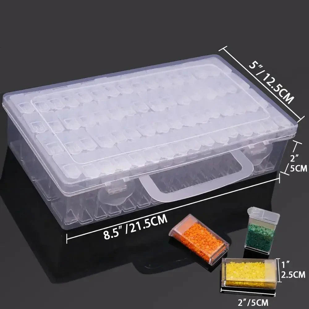 Lisslune | Deluxe 64-Compartment Diamond Painting Bead Storage Organizer with Labels