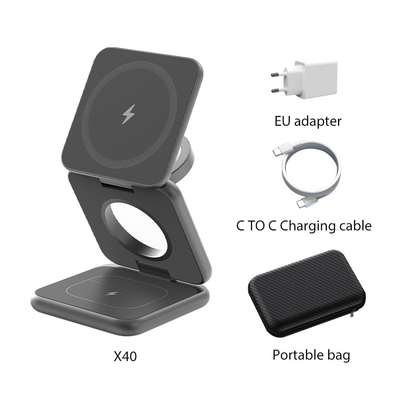 Lisslune | 3in1 Foldable Magnetic Smart Wireless Charger Stand