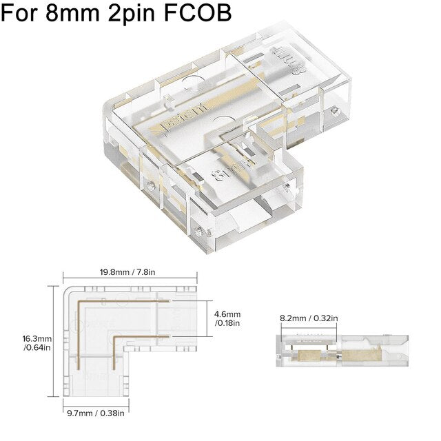 Lisslune | L Shaped Transparent LED Strip Connector
