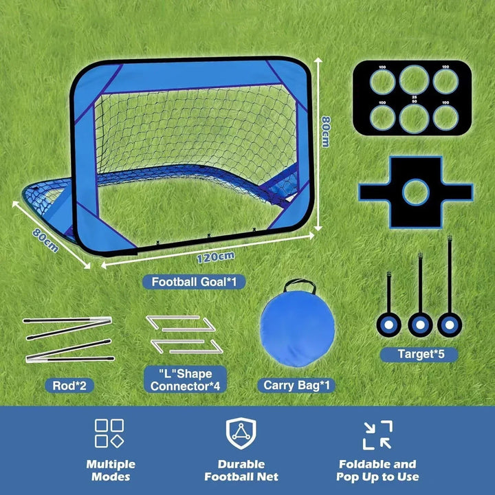Lisslune | PlayMax Foldable Football Goal – Kids 4-in-1 Portable Soccer Net for Training & Outdoor Play