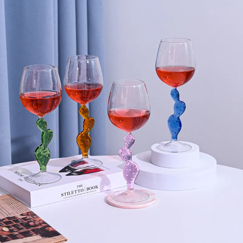 Rynx | Cactus Stemware Wine Glass Cocktail Glass Heat Resistant Glass Red Wine Glass Cocktail Goblet Drinking Utensils Barware
