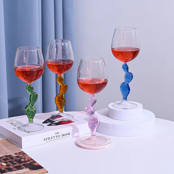 Rynx | Cactus Stemware Wine Glass Cocktail Glass Heat Resistant Glass Red Wine Glass Cocktail Goblet Drinking Utensils Barware