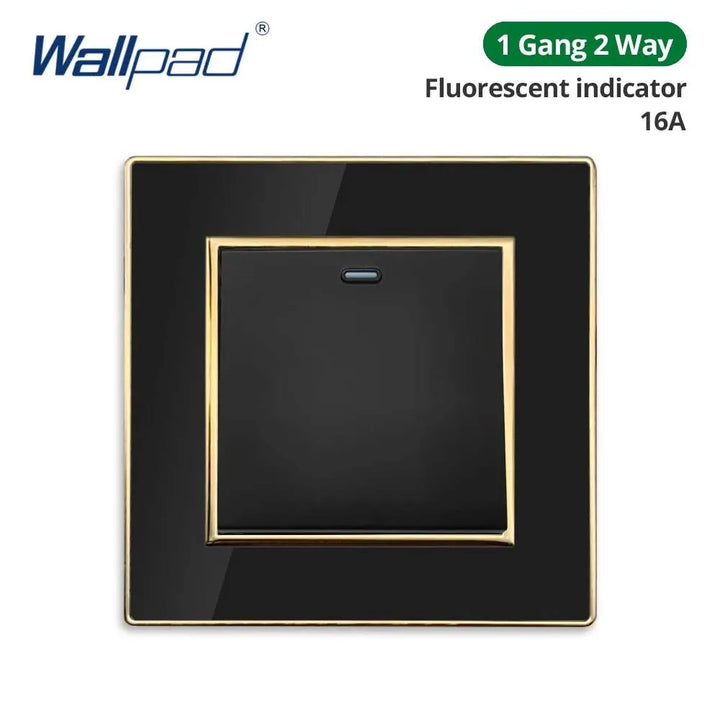 Lisslune | Luxurious black acrylic interchangeable panel with golden accents and universal sockets - 220V, multiple socket, modern design - Illuminated control panel with USB charging function
