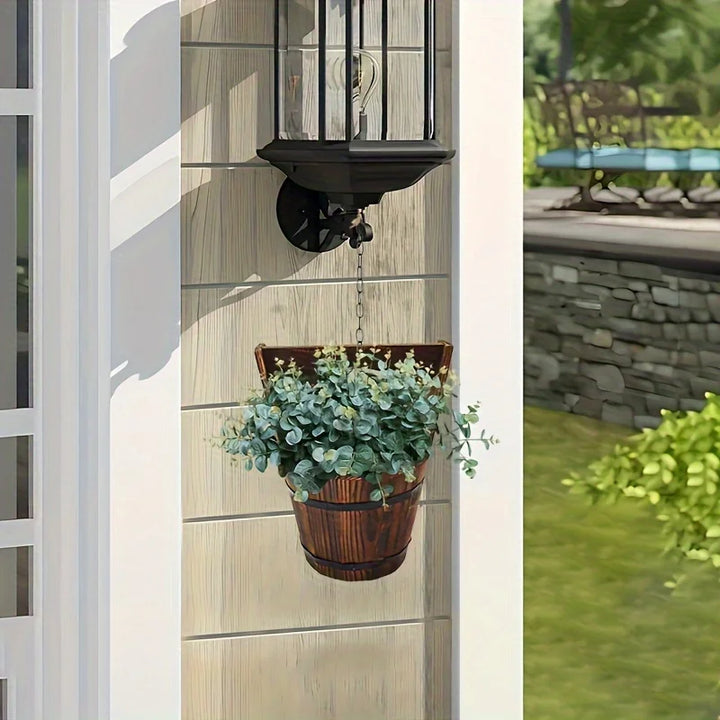 Lisslune | Wooden Bucket Planter in Barrel Design for Garden and Terrace – Decorative Flower Pots made of Wood