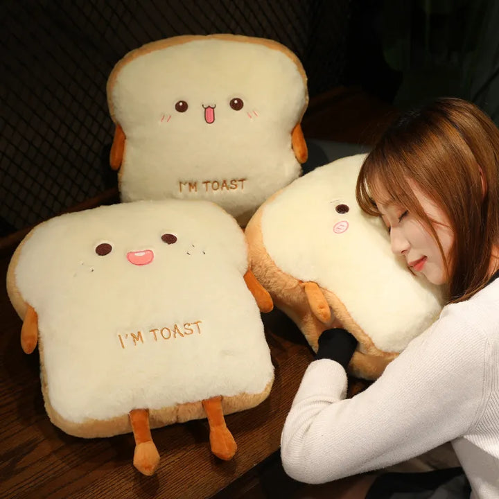 Lisslune | New 1pc 35cm Plush Bread Cushion Sweet Simulation Food Toast Soft Doll Warm Hand Cushion Home Decoration Kids Toy Birthday Gift