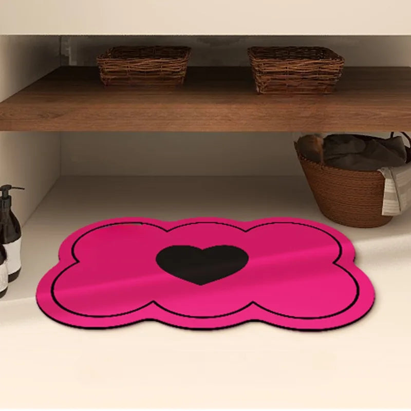 Rynx | Minimalistically cute kitchen mats with heart pattern rug waterproof oil-resistant PVC doormat dirt-repellent non-slip rug