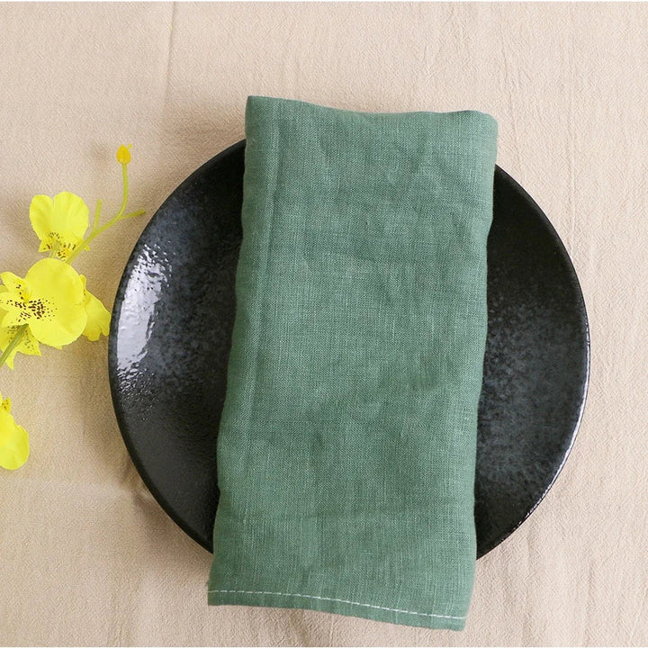 Rynx | 12PCS pure linen table napkins, 40x40cm sage green soft comfortable tea towel, square napkin for wedding dinner party decoration