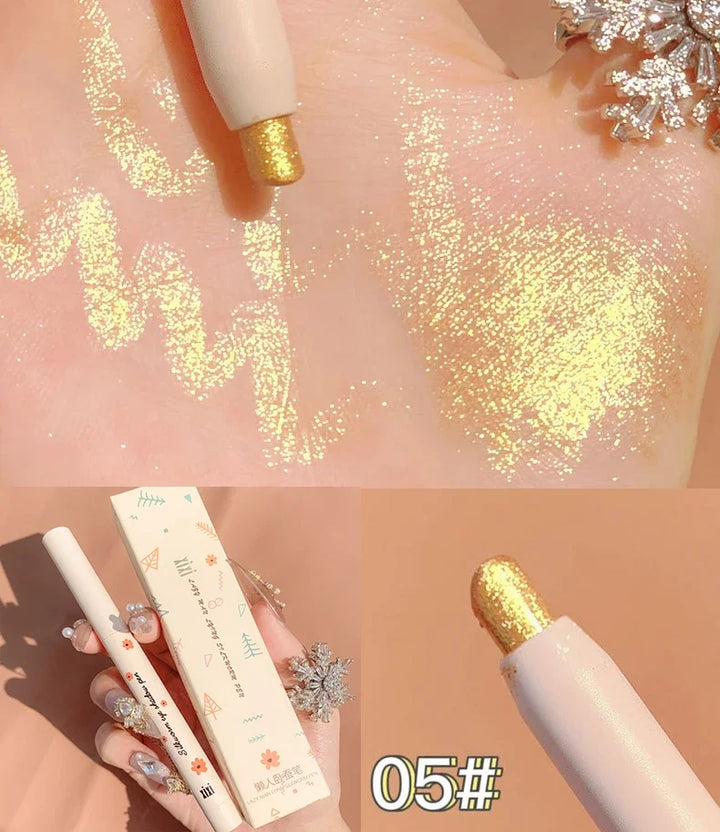 Lisslune | Glitzer Seidenraupen Augenbrauen Liner Bleistift Aufheller Blau Gold Silber Augen-Makeup Stift Langanhaltendes Glänzendes Augen-Make-up Kosmetik