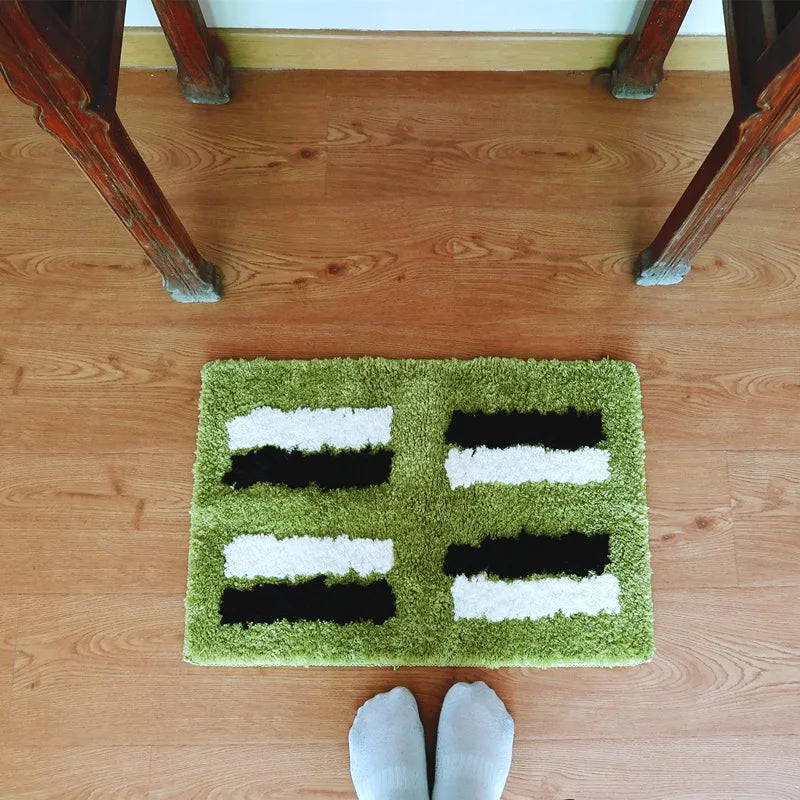 Rynx | Tufting Green Bath Mat Living Room Rug Soft Nightstand Rug Bathroom Mat Door Floor Anti-Slip Pad Aesthetic Home Decor 45x65cm