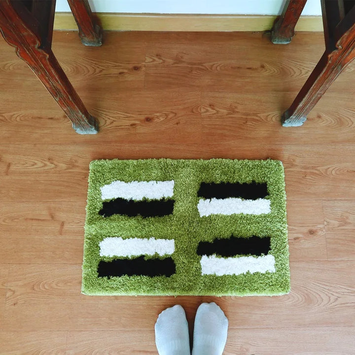 Rynx | Tufting Green Bath Mat Living Room Rug Soft Nightstand Rug Bathroom Mat Door Floor Anti-Slip Pad Aesthetic Home Decor 45x65cm