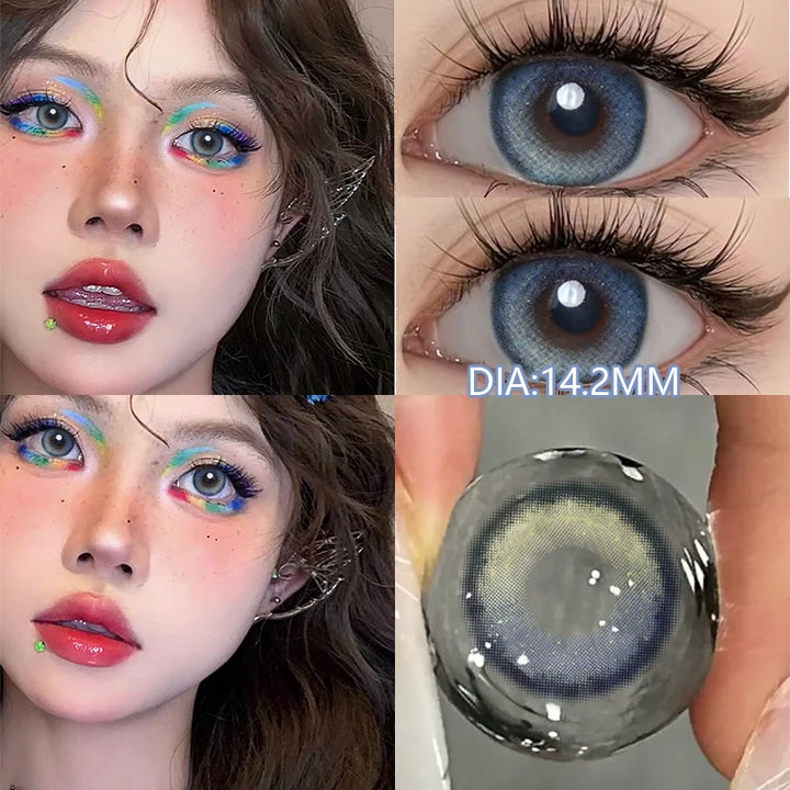Lisslune | 2 Piece Myopia Colored Contact Lenses for Eyes Green Contact Lenses High Quality Soft Lens Prescription Beauty Pupil