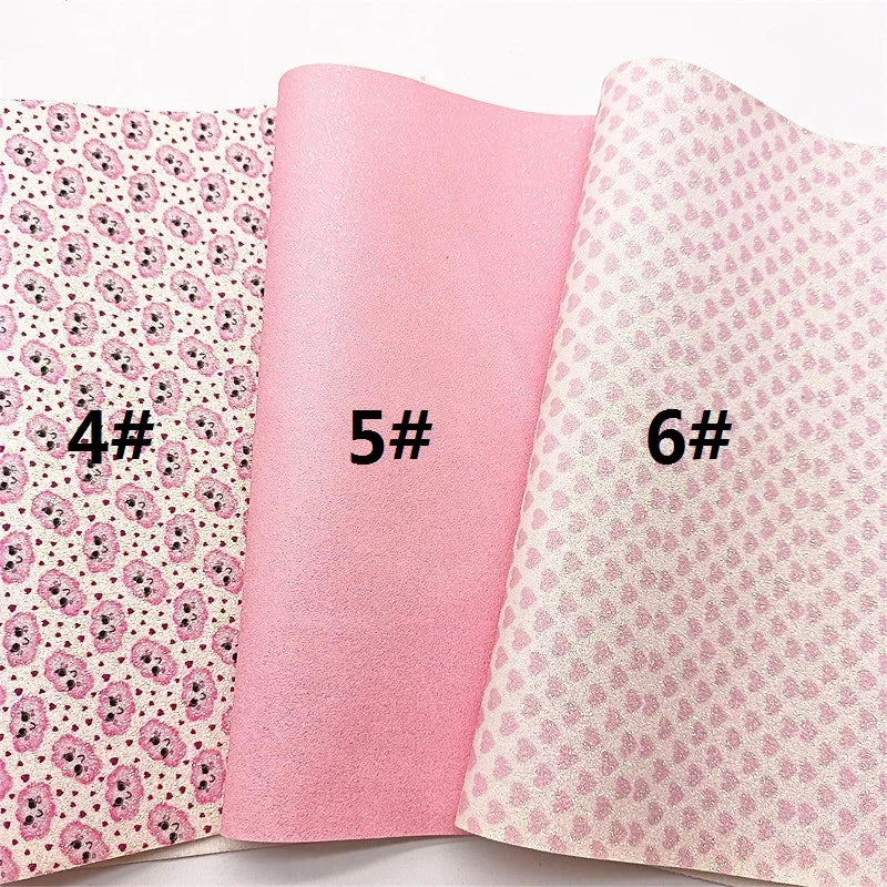 Lisslune | Sparkling Pink Heart & Cloud Synthetic Leather Crafting Sheet - Ideal for DIY Projects