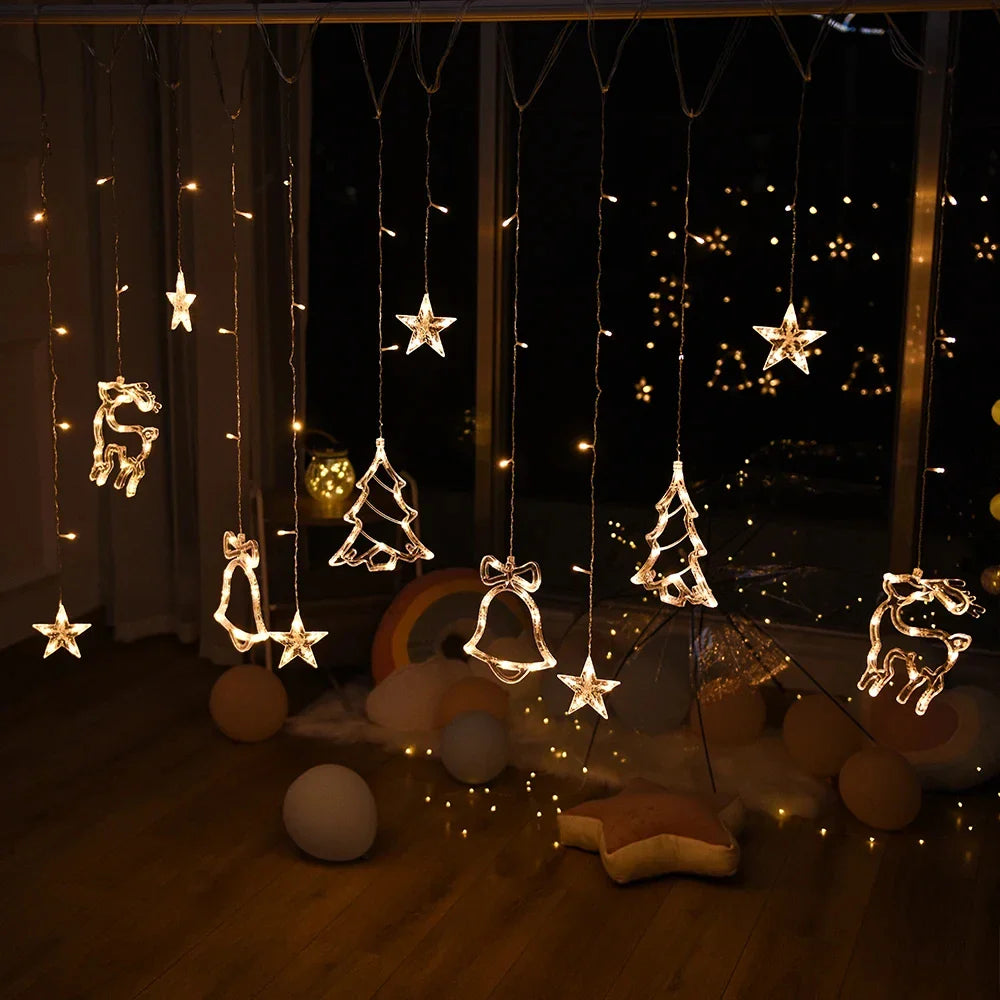 Rynx | Christmas lights 2024 light chain fairy garland curtain decoration for the holidays 2025 New Year decoration 220V/110V/battery