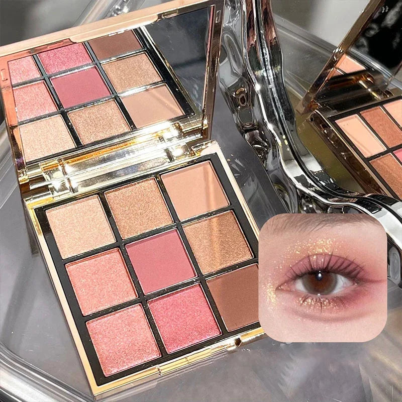 Rynx | New Glitter Eyeshadow Palette Pink Brown Pearl Gold Matte Shadows Nude Long-lasting Highlighter Powder Shiny Eye Cosmetics