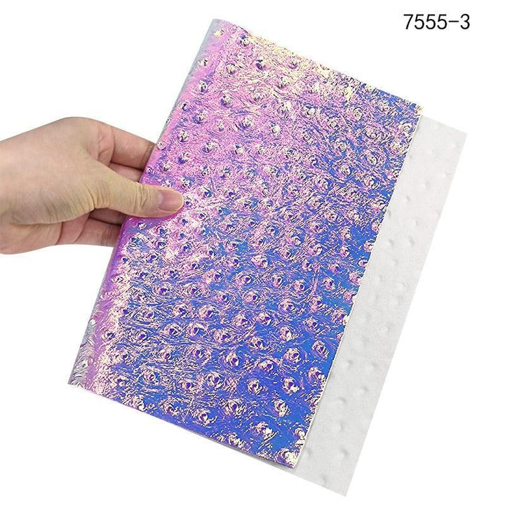 Lisslune | Iridescent holographic synthetic leather craft sheet with snakeskin embossing