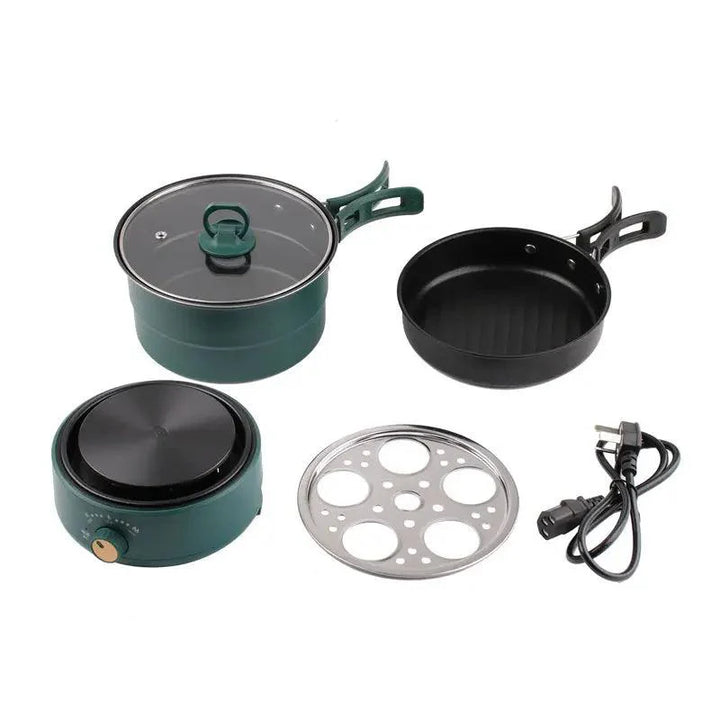 Lisslune | Compact Travel Multi-Cooker: Foldable 110V/220V Cooking System for Frying, Steaming, and More