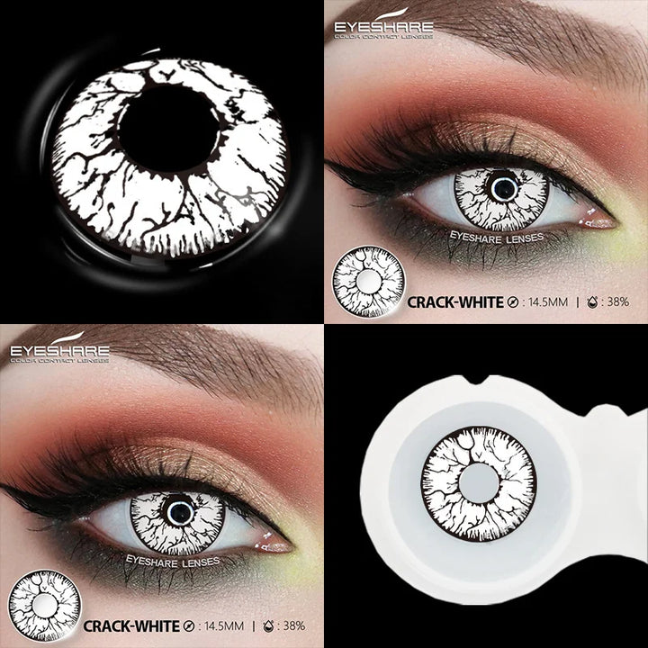 Rynx | 1 Pair Cosplay Color Contact Lenses for Eyes Crazy White Lenses Anime Black Lenses Halloween Beauty Makeup Lens Annual