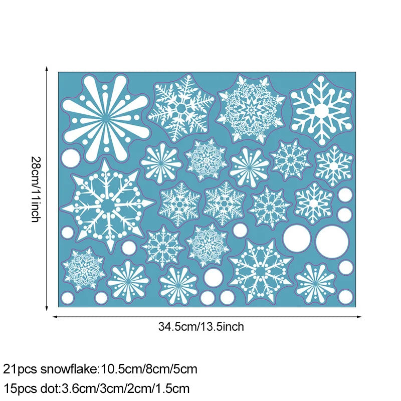 Rynx 36 Pieces/Set White Snowflake Christmas Wall Stickers Glass Window Stickers Christmas Decoration for Home New Year Gift Navidad 2024