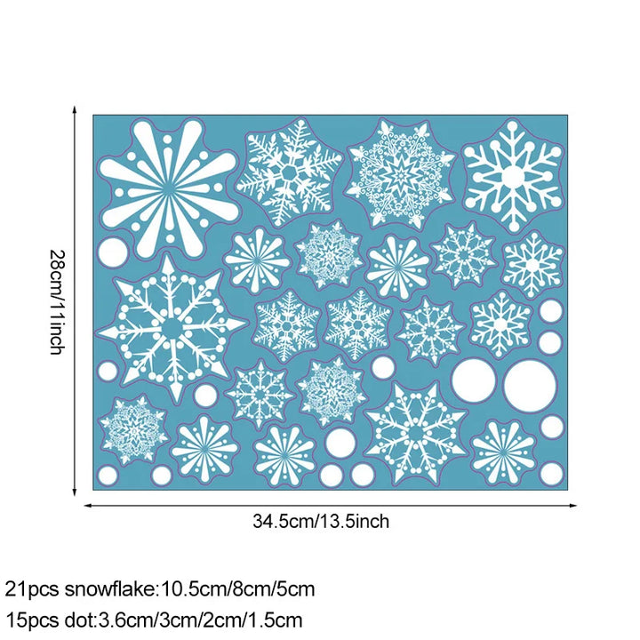 Rynx 36 Pieces/Set White Snowflake Christmas Wall Stickers Glass Window Stickers Christmas Decoration for Home New Year Gift Navidad 2024