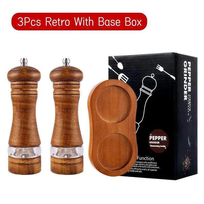 Lisslune | Vintage Handcrafted Wooden Spice Mill Set - 6-Inch Gourmet Salt and Pepper Mills