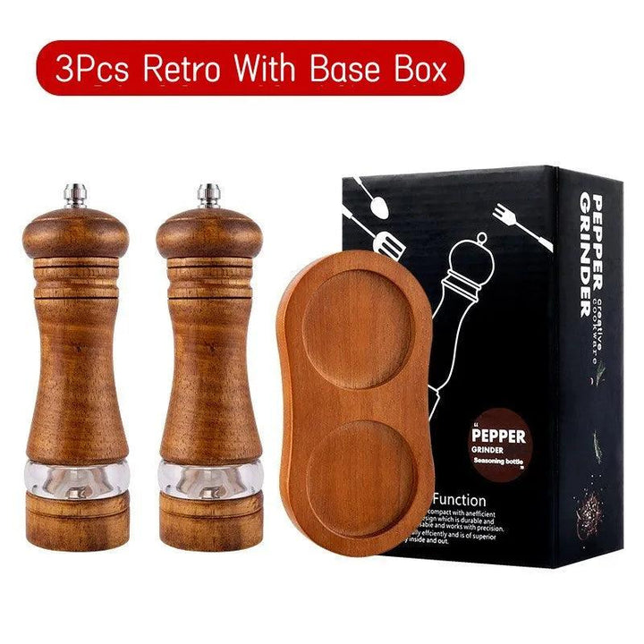Lisslune | Vintage Handcrafted Wooden Spice Mill Set - 6-Inch Gourmet Salt and Pepper Mills
