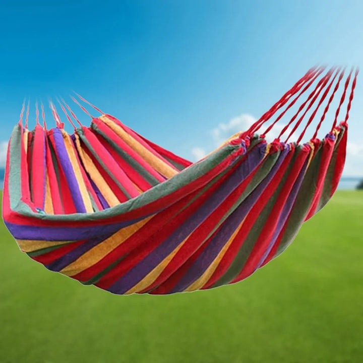 Lisslune | 1-2 Personen Stoffhängematte mit Baumgurten 120 kg Tragfähigkeit Streifenhängematte Anhänger 260x80 cm für drinnen und draußen mit Tragetasche