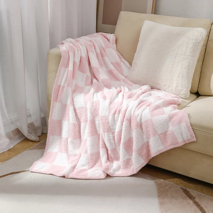 Rynx | Textile City Ins Nordic Sofa Blanket Checkerboard Fabric Velvet Throw Blanket Home Sofa Cover Knit Blanket 150x200cm