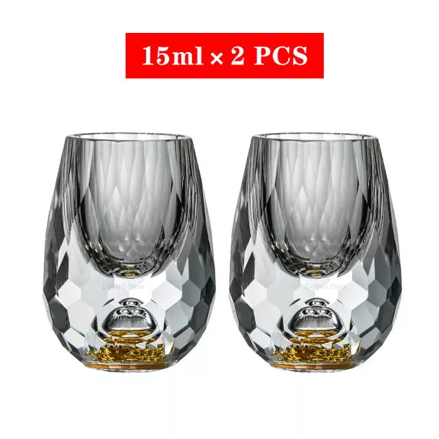 Lisslune | Crystal Glass Whiskey Glasses Bar Liqueur Sphere Cups Sake and Shochu Double-Walled Thick Bottoms Small Capacity Tea Cups