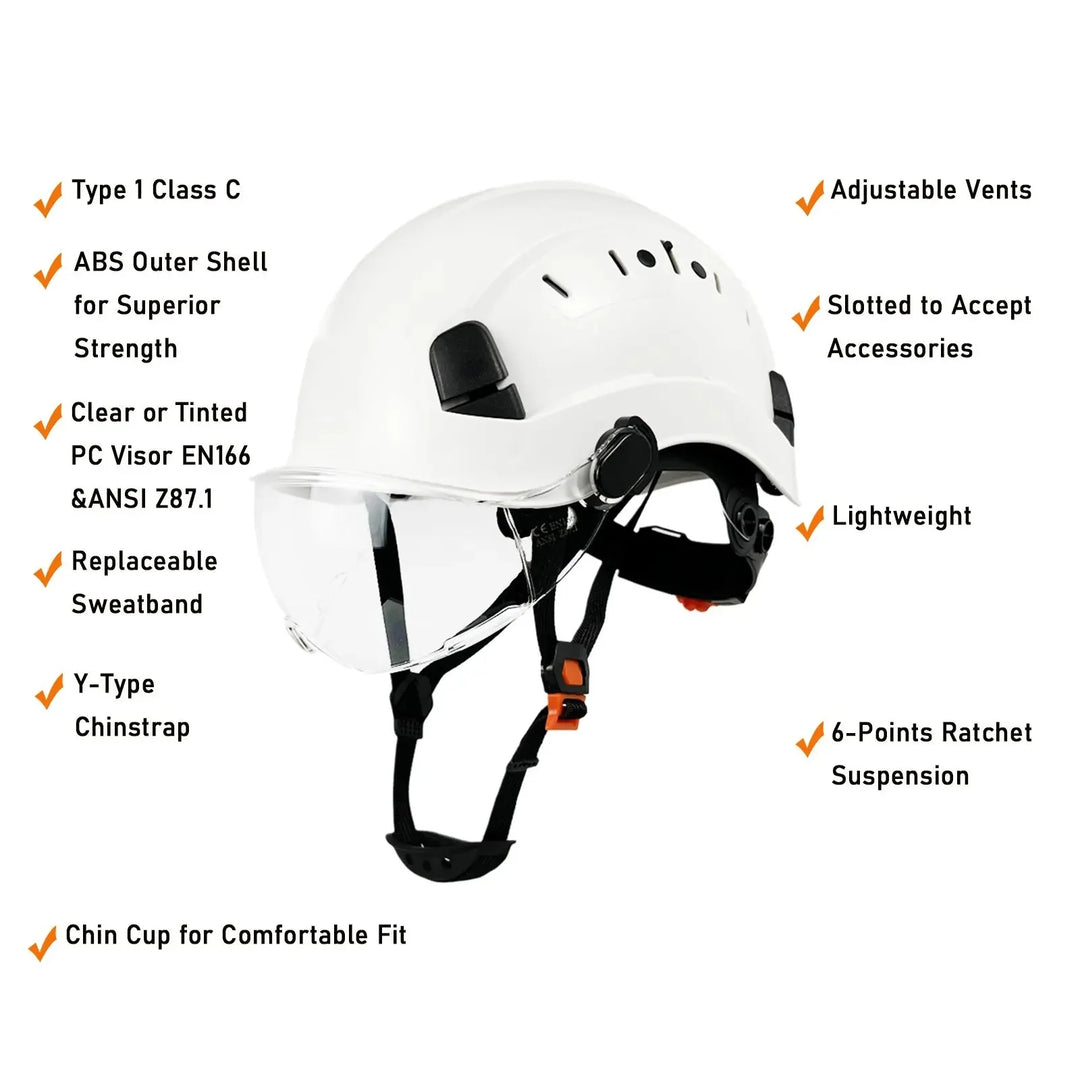 Lisslune | CE ABS Safety Helmet with Goggles & Visor – SafeGuard