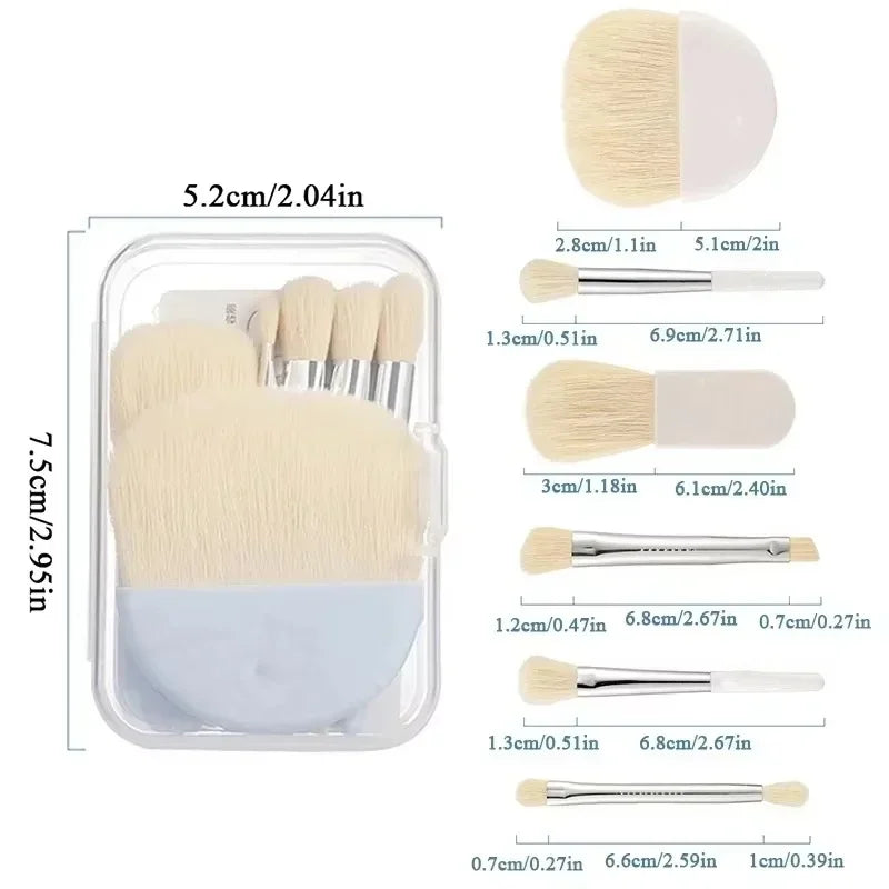 Rynx | 6-piece Mini Makeup Brush Set Professional Portable Foundation Concealer Eyeshadow Powder Blush Brush Beauty Makeup Tool
