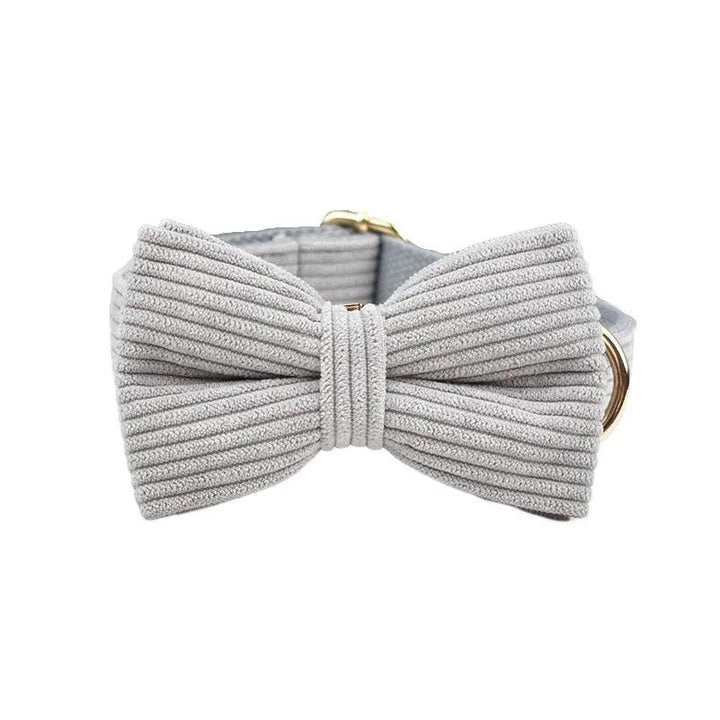 Lisslune | Personalized light gray cord collar and leash set with stylish accessories