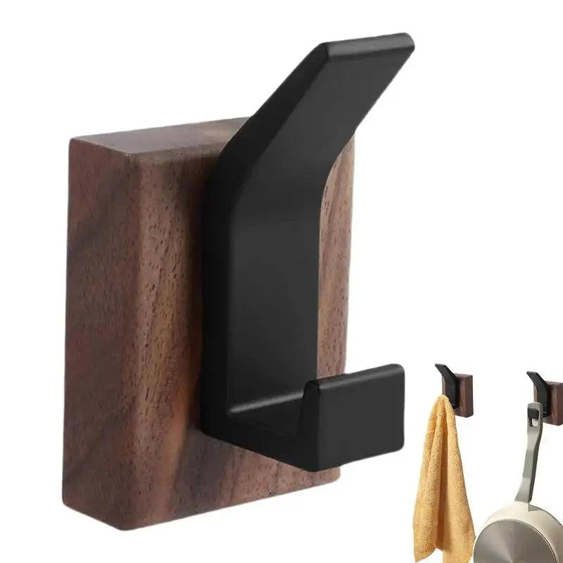 Lisslune | Stylish solid wall-mounted coat hook made of walnut wood with durable hooks for home organization
