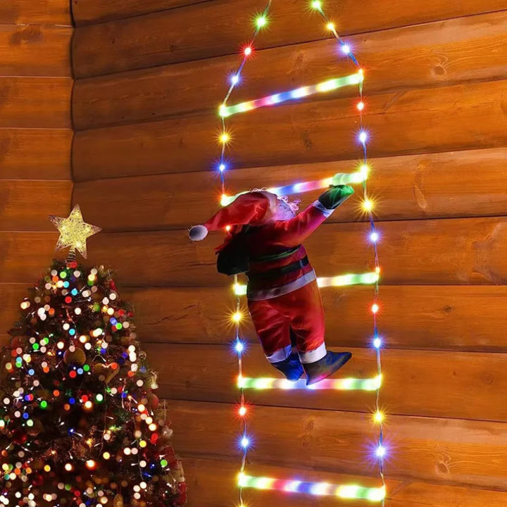 Rynx | LED Christmas Decorations Fairy Lamp LED Ladder Lamp with Climbing Santa Home Outdoor Christmas Light New Year Decoration s