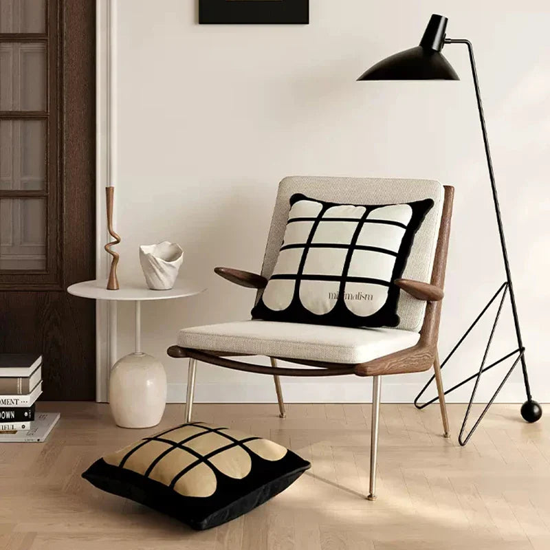 Rynx | Geometric Pillow Cover Velvet Back Cushion Cover Grid Throw Pillow Case Chic Decorations for Home Living Room