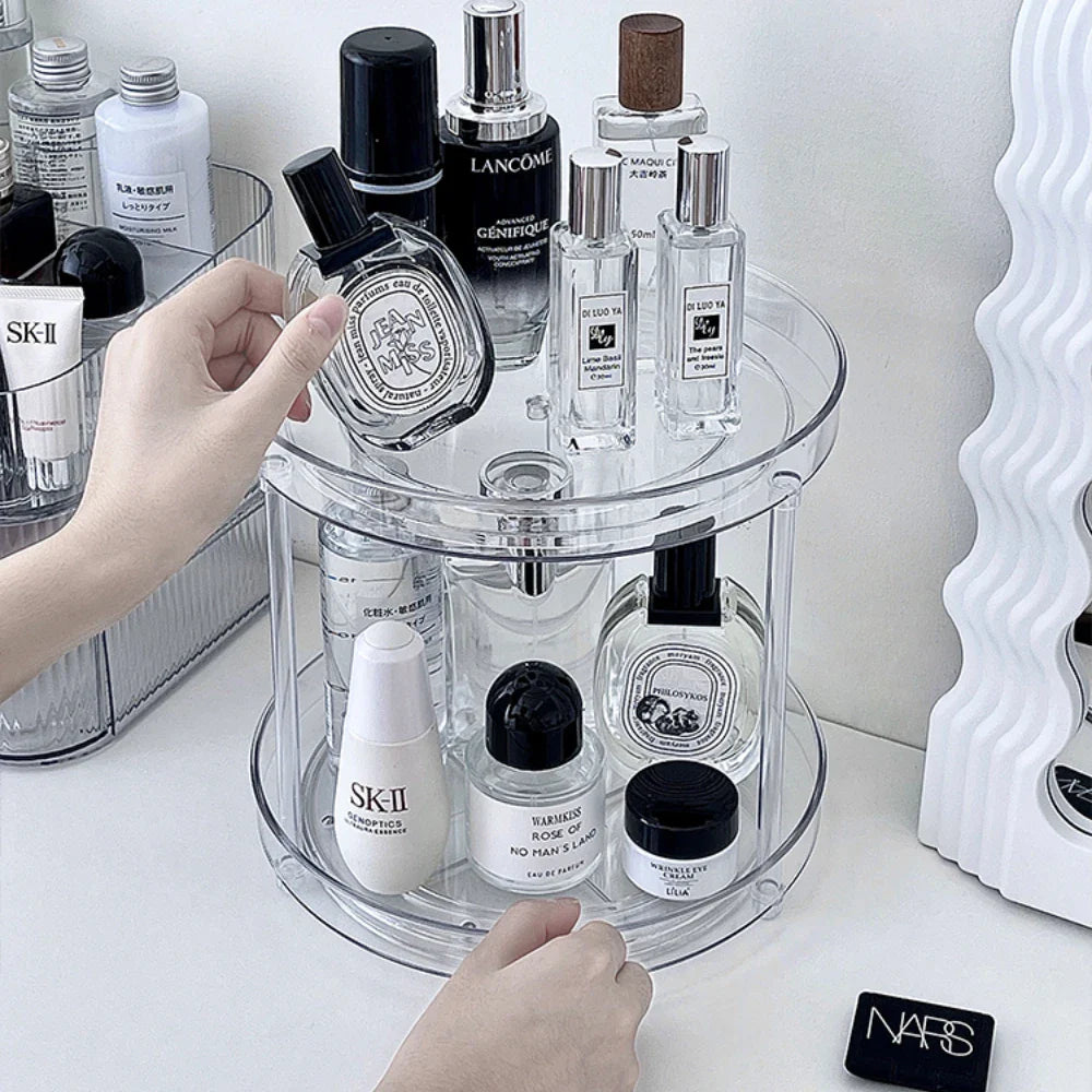 Rynx | Desk Cosmetic Shelf Rotatable Bathroom Shelf Large Capacity Perfume Aromatherapy Skin Care Product Storage Shelf Organizer