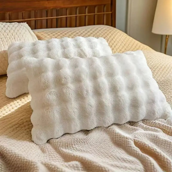 Rynx | Rabbit Plush Pillowcase 48x74cm 2 pcs. Soft Warm Fluffy Reversible Pillowcase Decorative Pillowcase for Beds Home Decoration