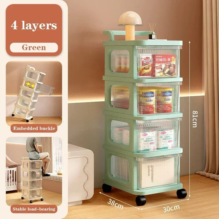 Rynx | Drawer Style Storage Cabinet Multi-layer Milk Oil Wind Storage Shelf Children Transparent Drawer Cabinets High Capacity Cart