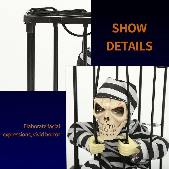 Rynx | Halloween Decoration Scary Speech Skeleton Captive Animatronic Prank With Light Sound Home Motion Sensor Halloween Props