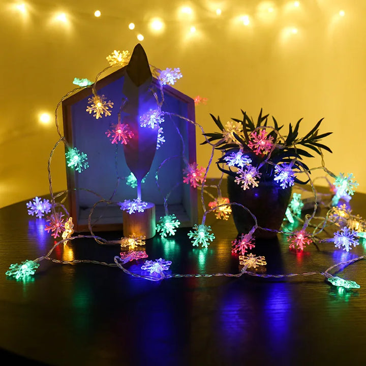 Rynx | 1/3/6M LED Snowflake String Lights Battery/USB Power Copper Wire Garland Light New Year Garden Wedding Living Room Decoration