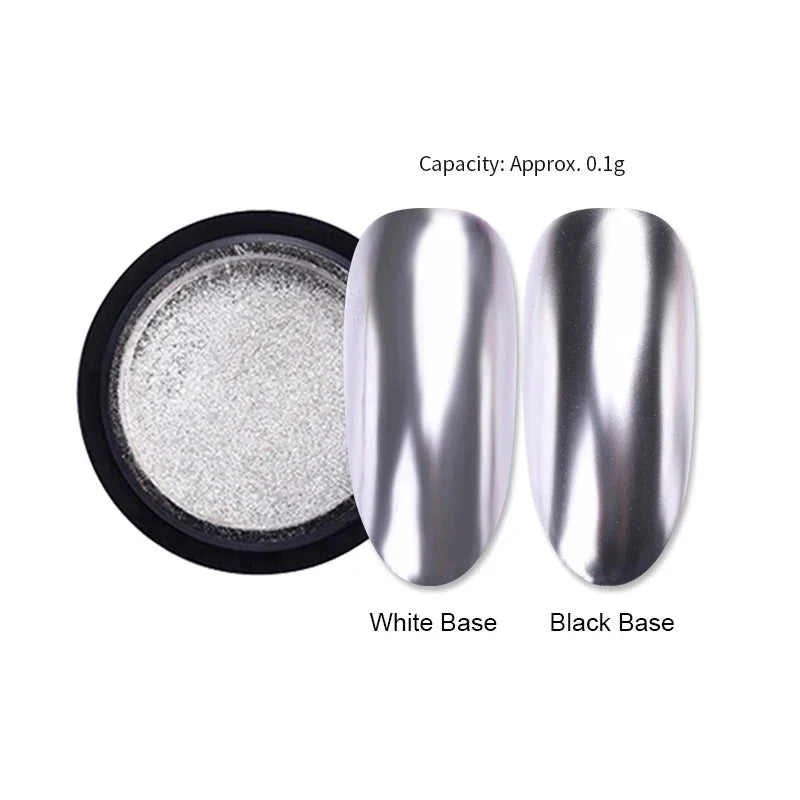 Rynx | Aurora Pearl White Nails Glitter Dust Chrome Gradient Rubbing on Powder Mirror Reflective Magnetic Pigment Nail Art Decorations