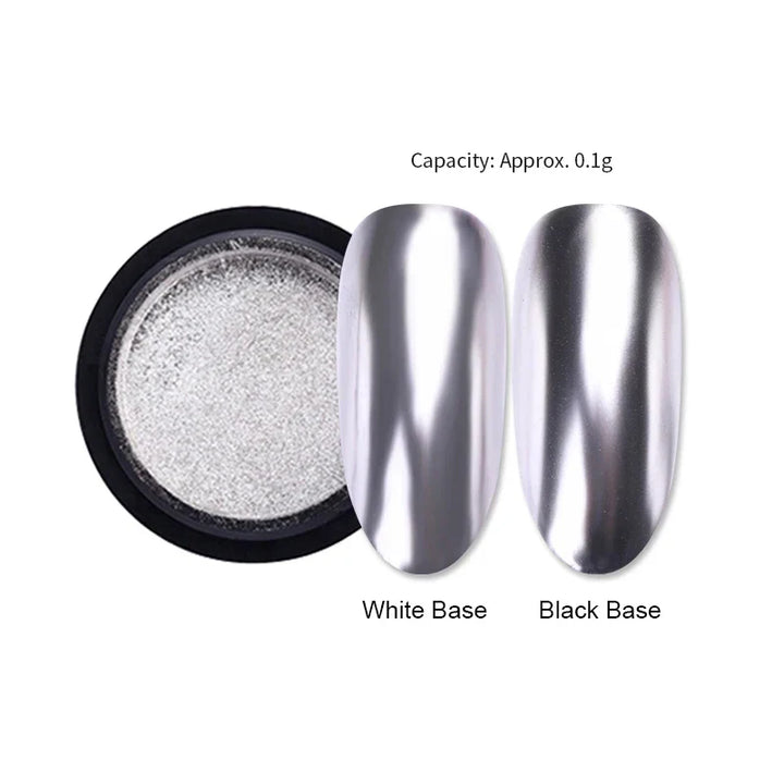 Rynx | Aurora Pearl White Nails Glitter Dust Chrome Gradient Rubbing on Powder Mirror Reflective Magnetic Pigment Nail Art Decorations