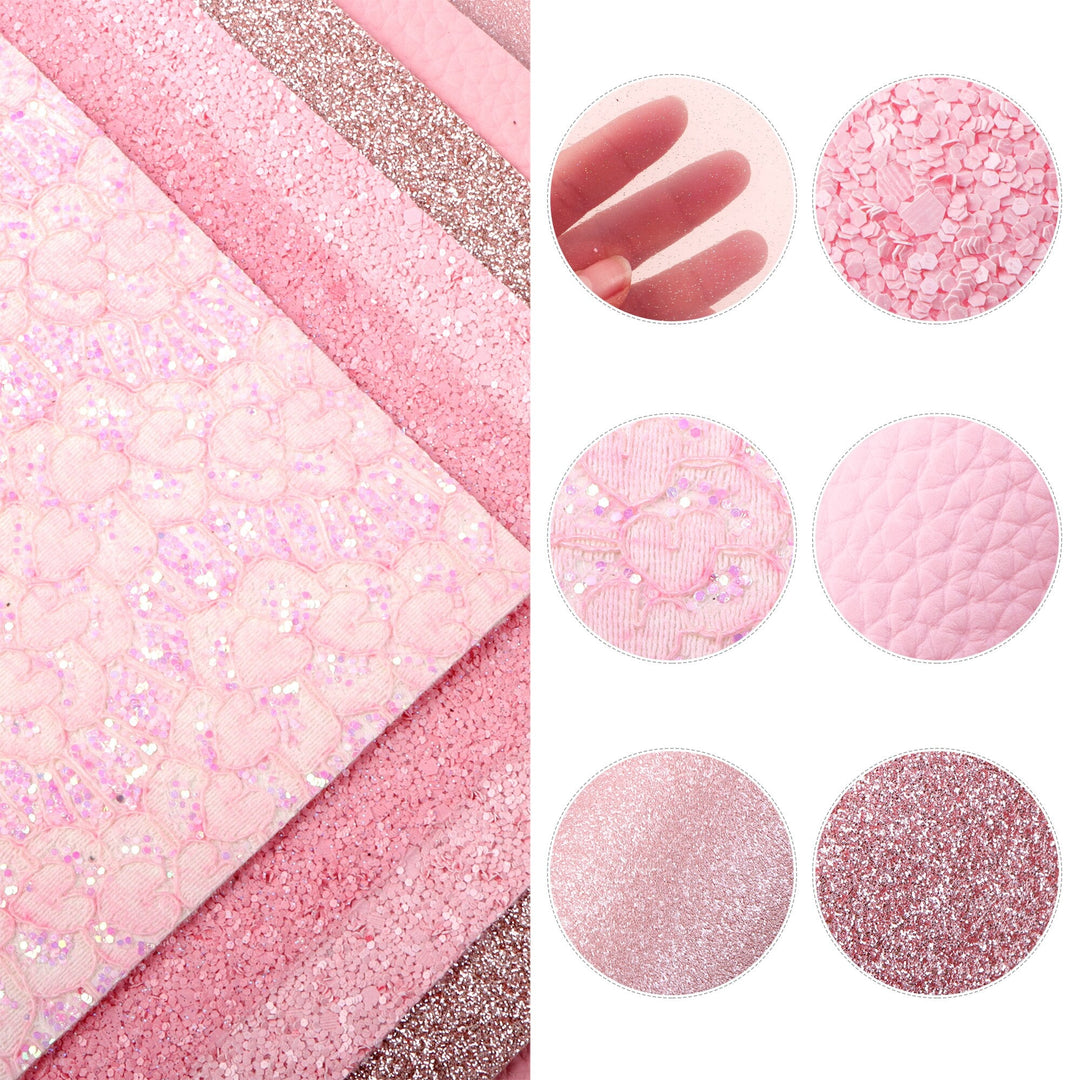 Lisslune | Elegant Pink Lychee Glitter Artificial Leather Craft Sheets for Stunning DIY Projects