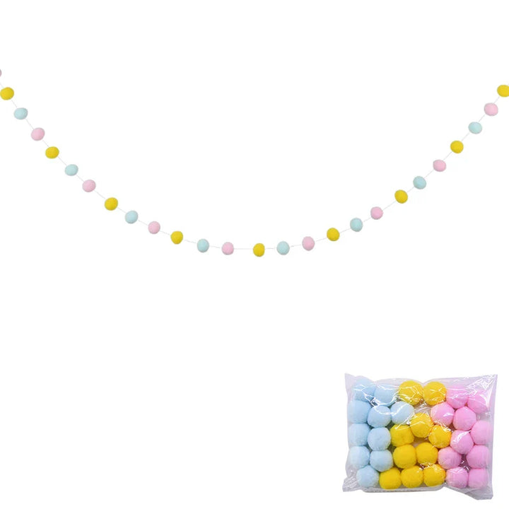 Rynx 2.5Meter Colored Pom Pom Pendant Light Garland Ins Nordic Series Wool Felt Ball String DIY Handmade Kids Room Decoration