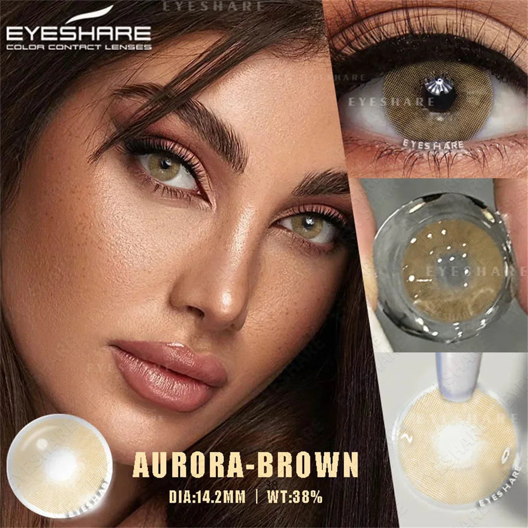 Rynx | 1 pair of contact lenses with prescription in natural color, myopic lenses, green contact lenses, fashionable brown lenses, gray pupils