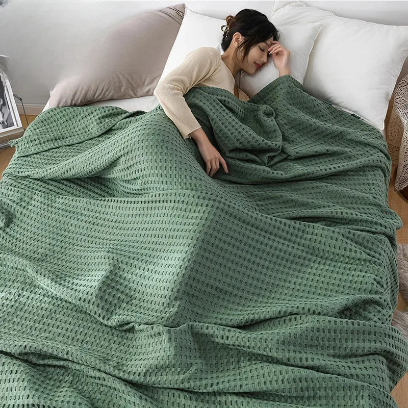Rynx | Japanese Style Blanket Solid Color Towel Quilt Knitted Blanket Climate Blanket Office Sleep Climate Blanket