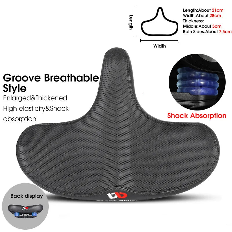 Lisslune | Wide Ergonomic Bike Saddle – Comfortable Saddle with Shock Absorption for City and Mountain Bikes